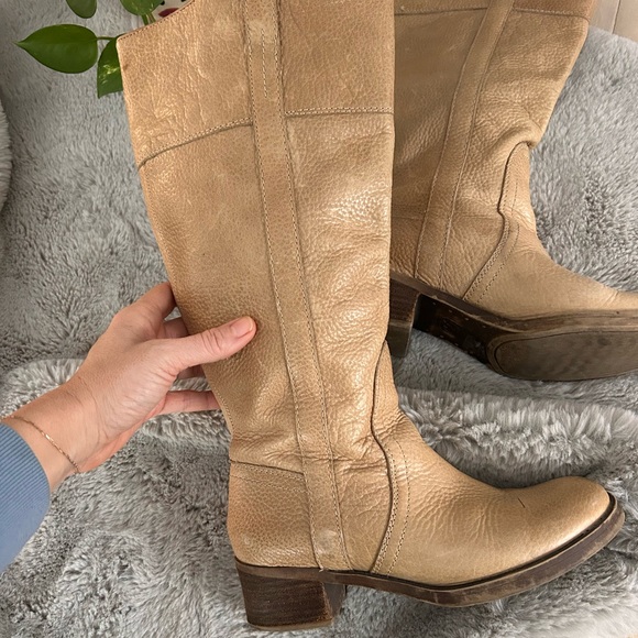 Y2K vintage camel leather knee-high western campus style boots size 6.5 - Picture 7 of 12